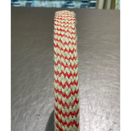 Tresse jute et polyster rouge