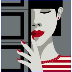 Carré -Visage fond gris