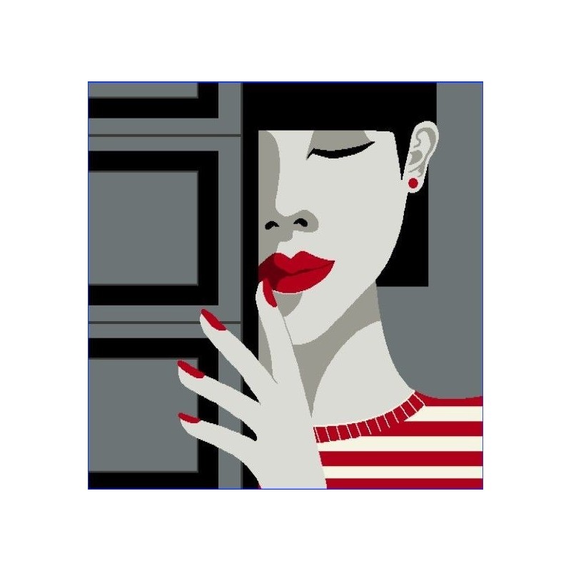 Carré -Visage fond gris