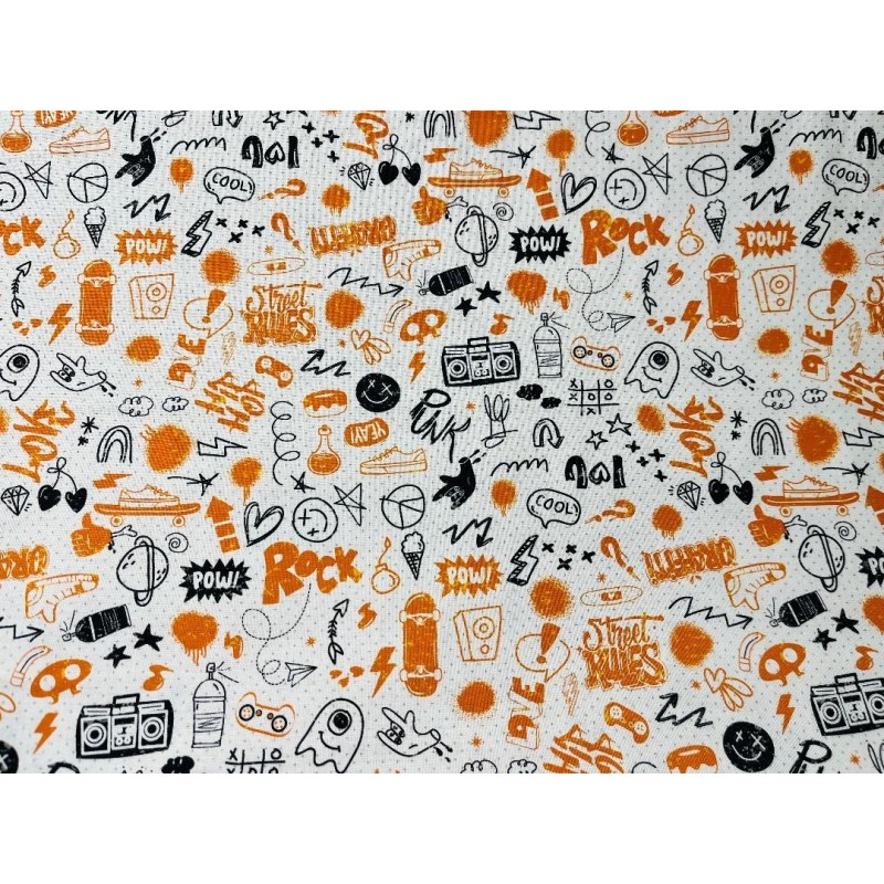 Graffiti fond blanc motif orange