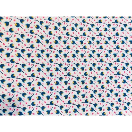 Coton 150 -fleurs bleu et rose