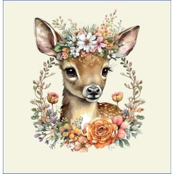 Carré - Faon et la couronne fleurs