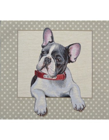 carré, jacquard, coussin, sac, animaux, chien, bouledogue