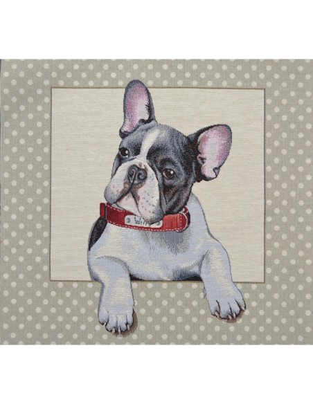 carré, jacquard, coussin, sac, animaux, chien, bouledogue
