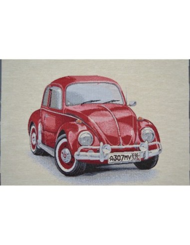 carré, jacquard, coussin, sac, voiture, coccinelle rouge, vintage