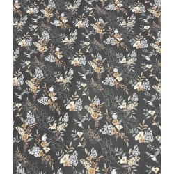 Simili cuir - Oiseaux fond gris anthracite