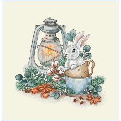 Carré -Lapin et lanterne