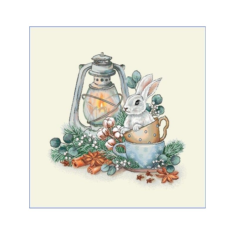 Carré -Lapin et lanterne