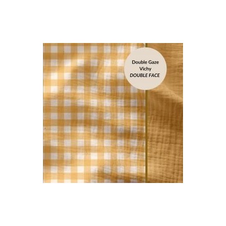 Double gaze vichy jaune double face
