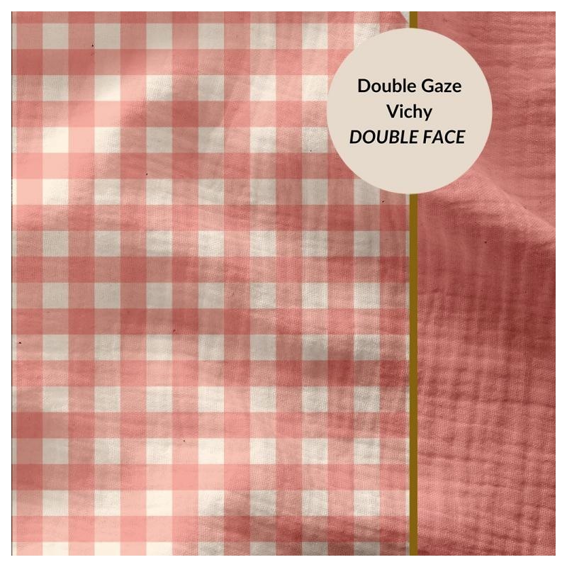 Double gaze vichy rose double face