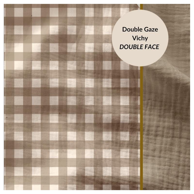 Double gaze vichy beige double face