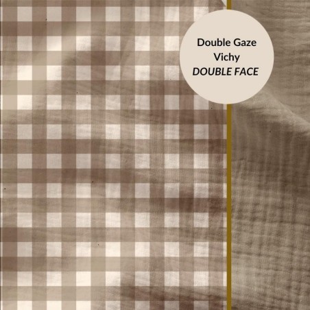 Double gaze vichy beige double face