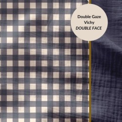 Double gaze vichy bleu double face