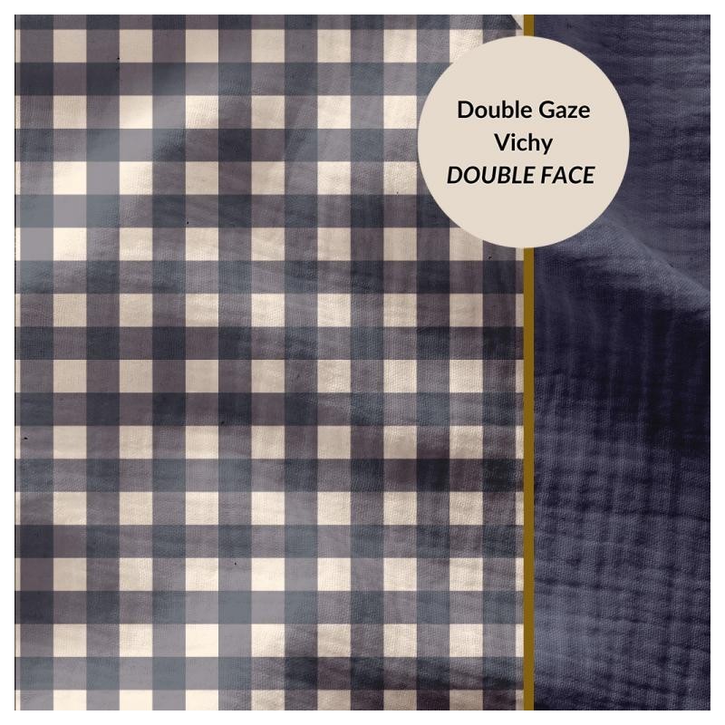 Double gaze vichy bleu double face