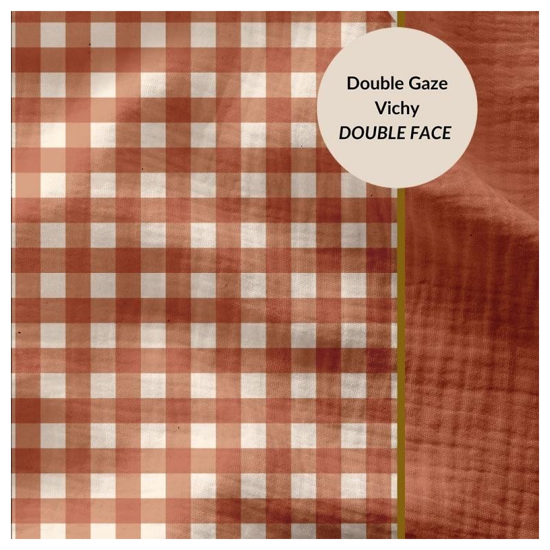 Double gaze vichy cognac double face