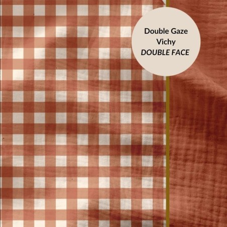 Double gaze vichy cognac double face