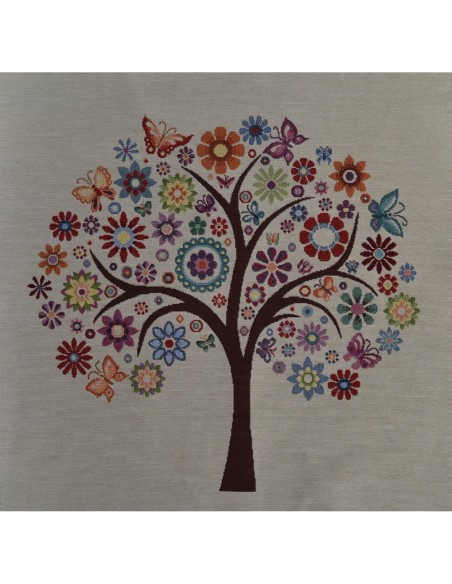 carré, jacquard, coussin, sac, arbre de vie