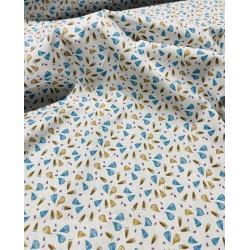 Coton 150 -Pétales fond blanc.