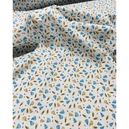 Coton 150 -Pétales fond blanc.