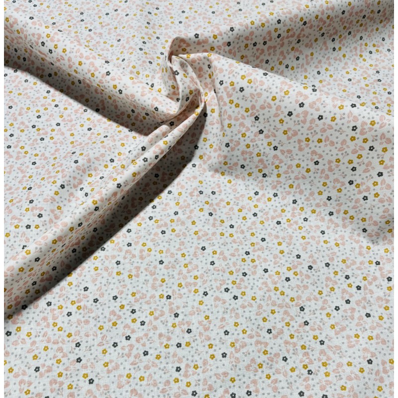 Coton 150 -Fleurettes moutarde.