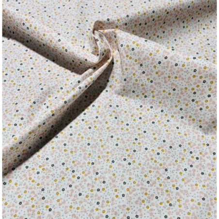 Coton 150 -Fleurettes moutarde.