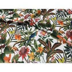 Tissu toile extérieure Bora-Bora fond blanc.