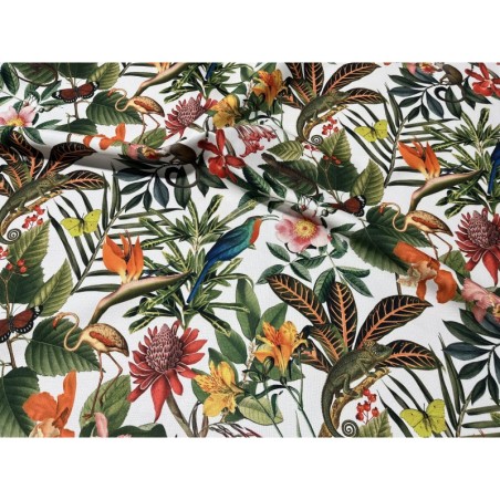 Tissu toile extérieure Bora-Bora fond blanc.