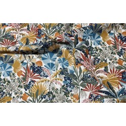 Tissu toile extérieure Magelan fond blanc.