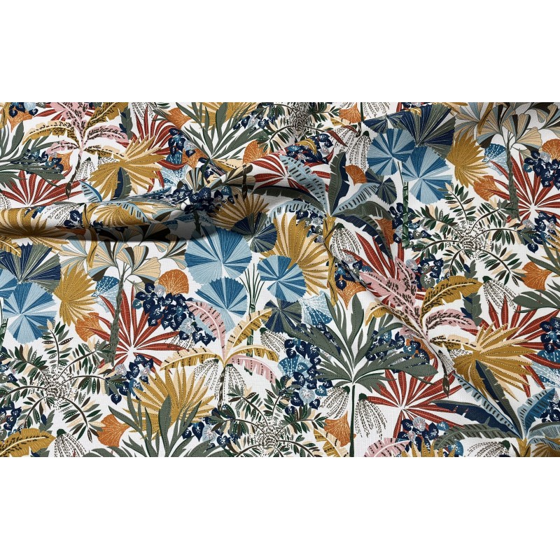 Tissu toile extérieure Magelan fond blanc.