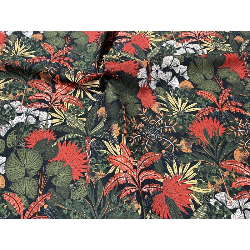 Tissu toile extérieure Magelan fond noir.