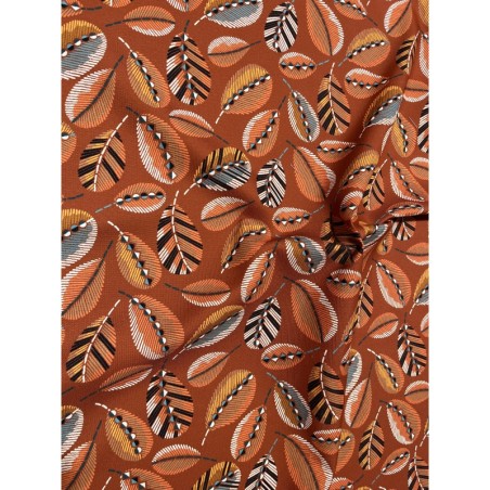 Tissu toile extérieure Plumette terracotta.