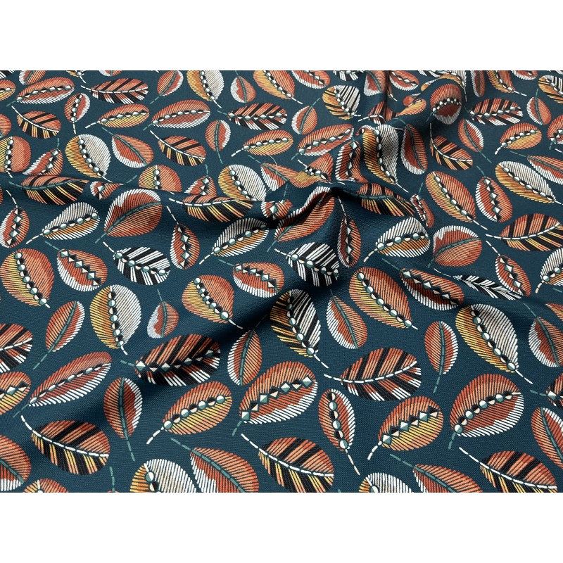 Tissu toile extérieure Plumette pétrole.