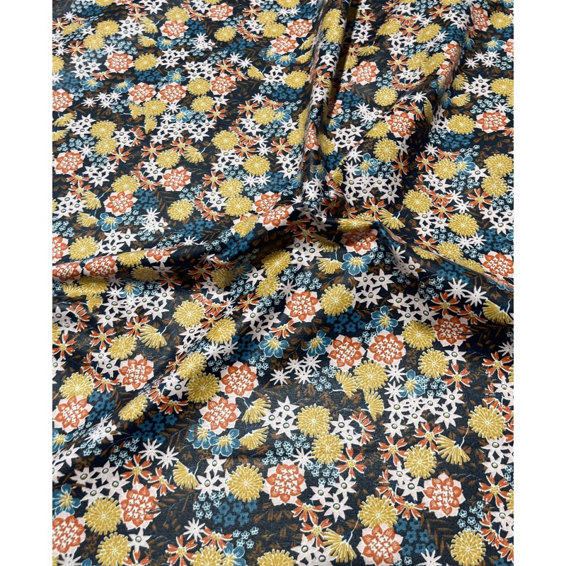 Coton enduit - Akemi bleu.