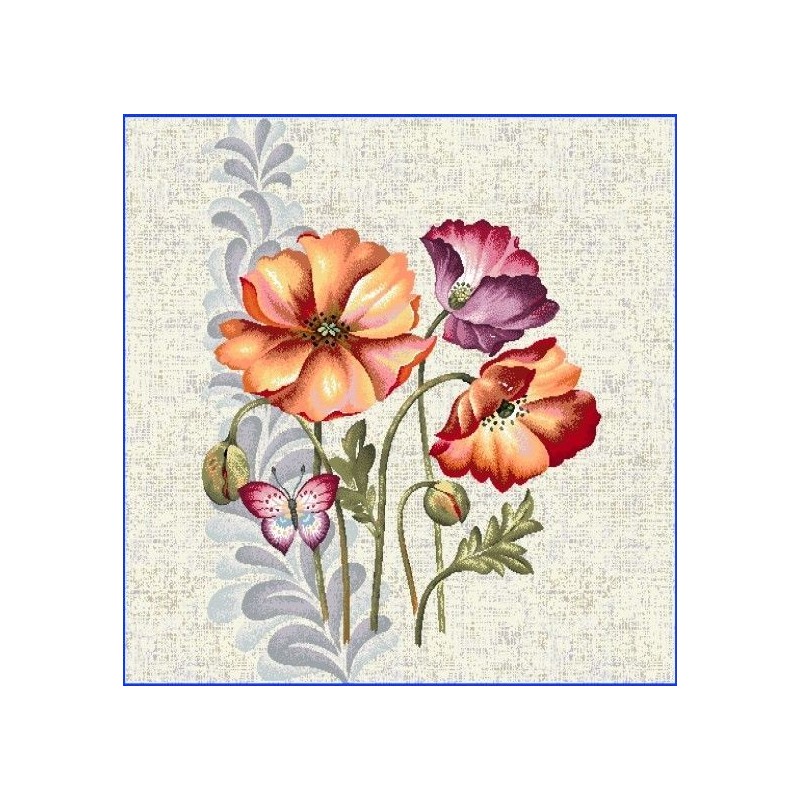 Carré -Bouquet et papillon