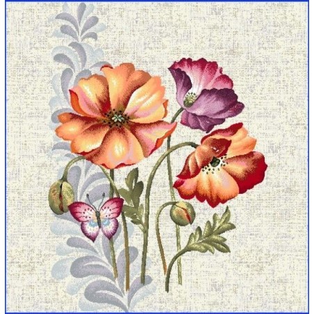 Carré -Bouquet et papillon