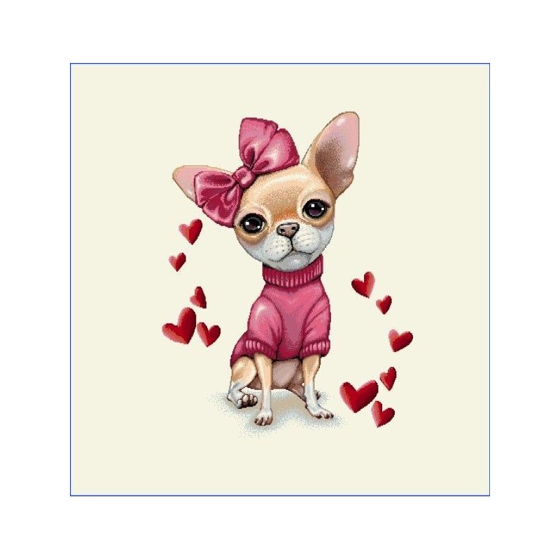 Carré -Chihuahua et coeur