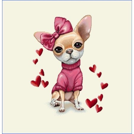 Carré -Chihuahua et coeur