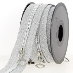 Mercerie - Fermeture éclair au mètre argenté  boule