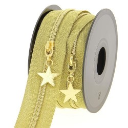 Mercerie - Fermeture éclair au mètre doré etoile