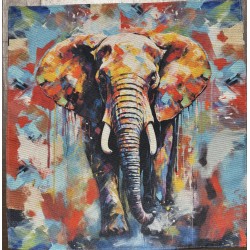 Carré polyester -Éléphant peinture.