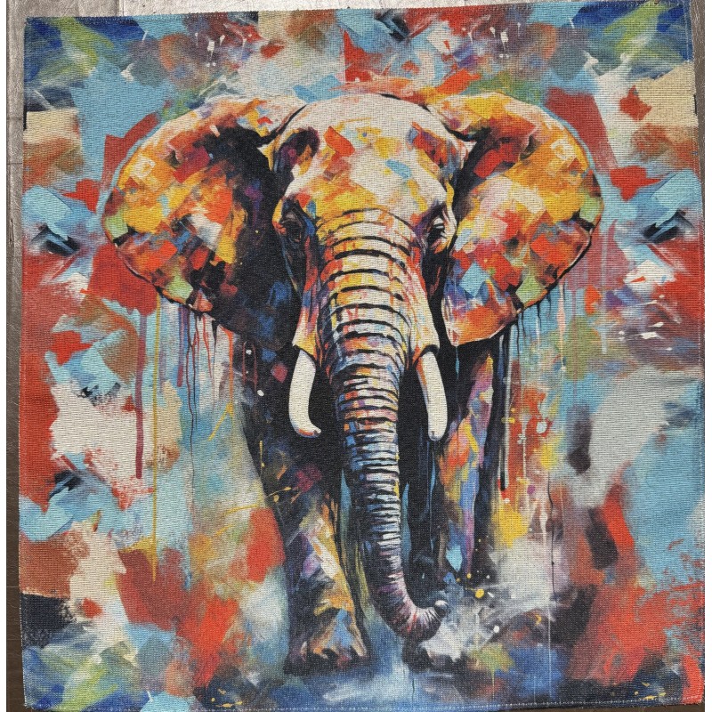 Carré polyester -Éléphant peinture.