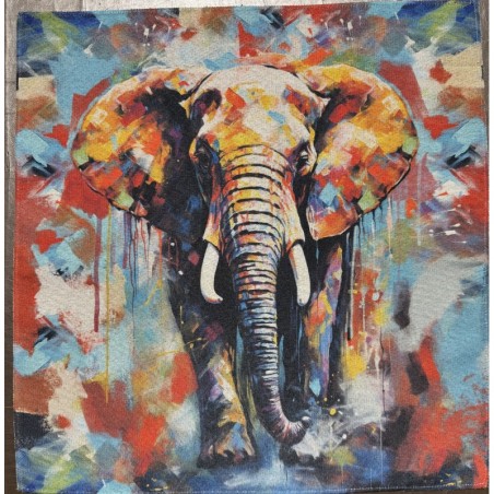 Carré polyester -Éléphant peinture.