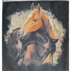 Carré polyester -chevaux.
