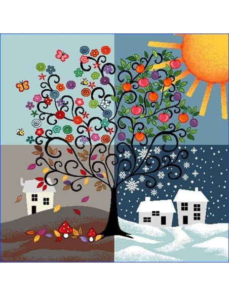 carré, jacquard, coussin, sac, arbre de vie