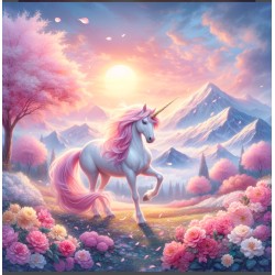 Carré  velours - Licorne