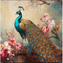 Carré  velours - paon