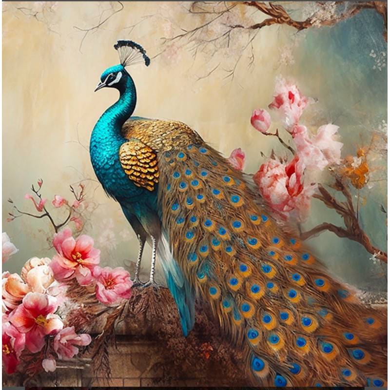 Carré  velours - paon