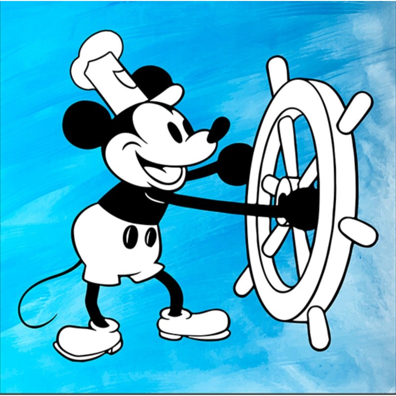 Carré  velours-Mickey fond bleu