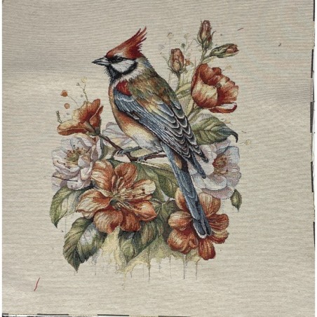 Carré -Oiseau fleurs