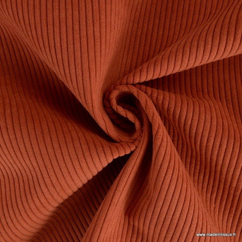 Ameublement -velours cotelé terracota